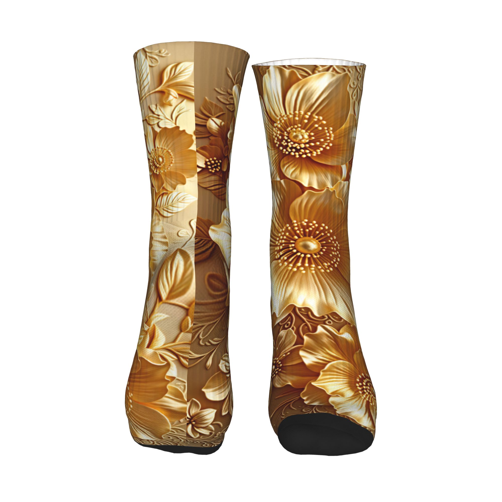 3D Embossed Golden Floral Seam - Dress Sock Men ulasan dan harga