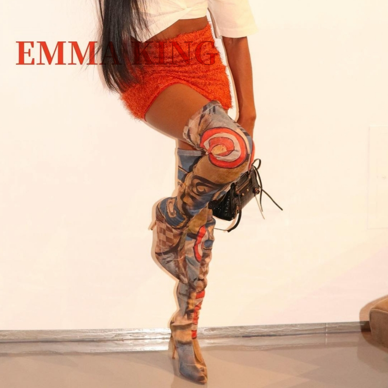 Women's Art Print Thigh High B - Knee High Sock Women ulasan dan harga