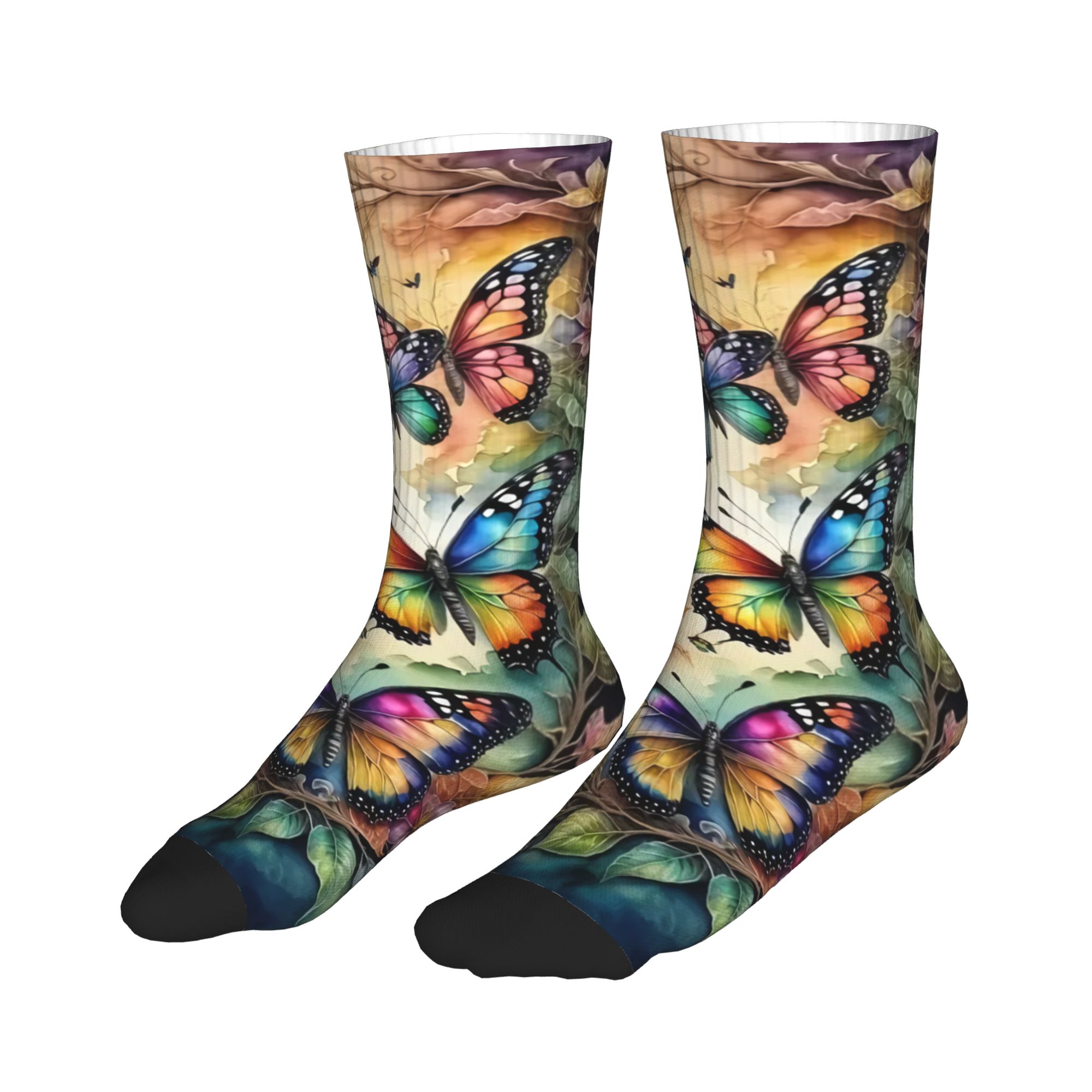 Colorful Butterflies and Flowe - Dress Sock Men ulasan dan harga